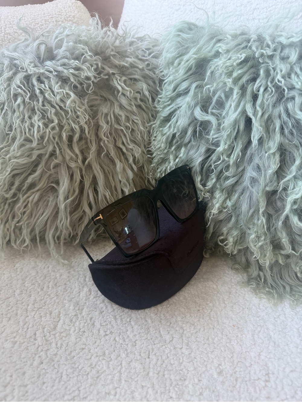 Tom Ford Black Velvet Sunglasses Case with Gold Logo